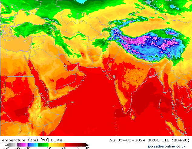 Temperature (2m) ECMWF Ne 05.05.2024 00 UTC