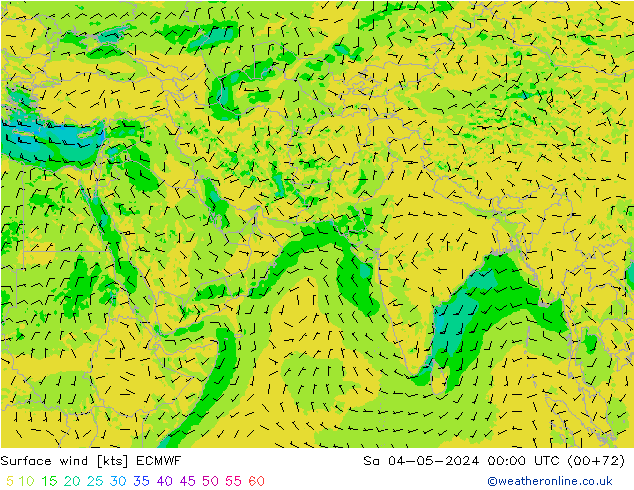 Vento 10 m ECMWF sab 04.05.2024 00 UTC