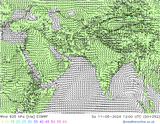 Rüzgar 925 hPa ECMWF Cts 11.05.2024 12 UTC