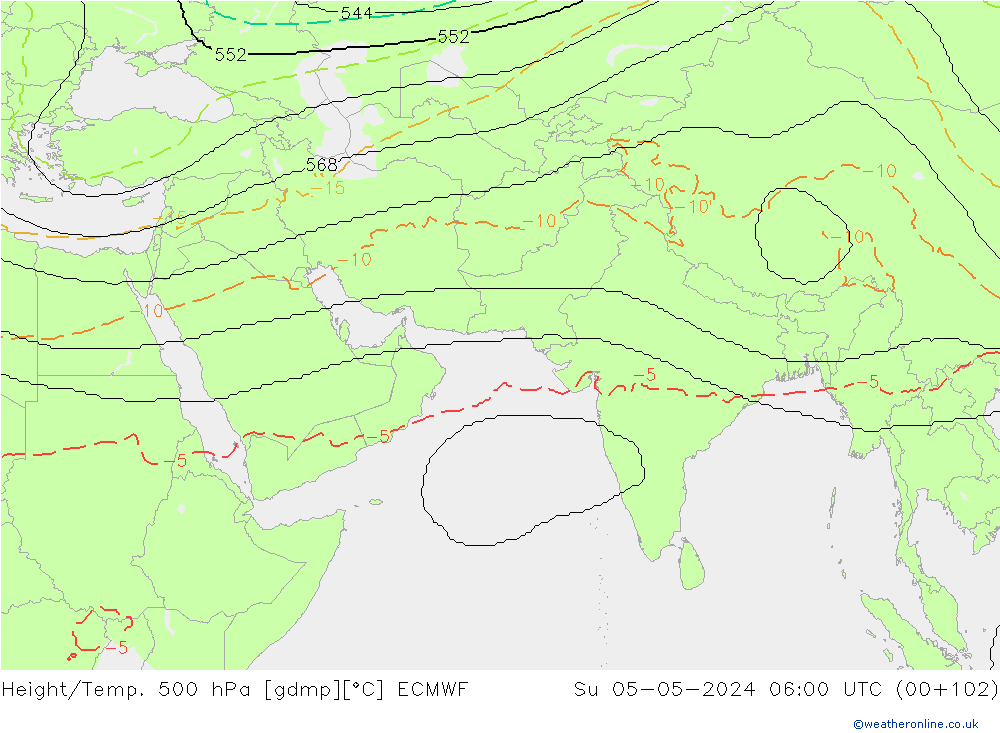 Height/Temp. 500 hPa ECMWF Ne 05.05.2024 06 UTC