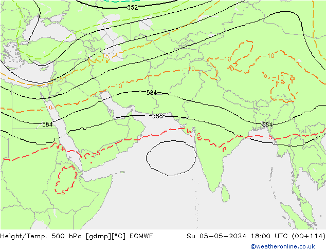 Height/Temp. 500 hPa ECMWF nie. 05.05.2024 18 UTC