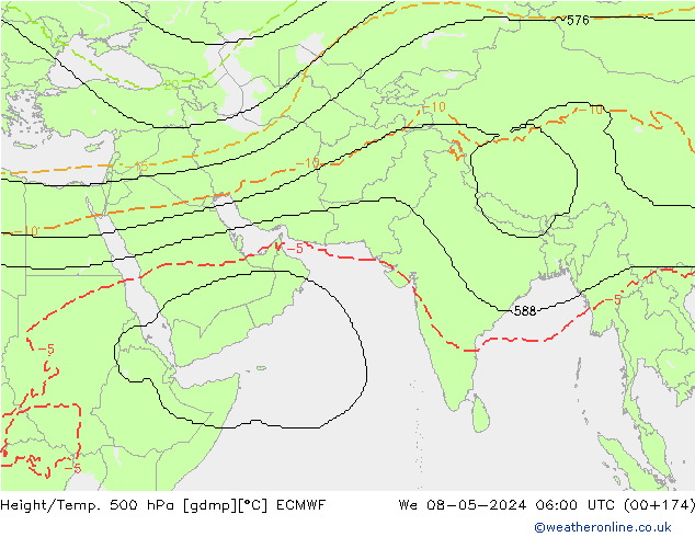 Height/Temp. 500 hPa ECMWF We 08.05.2024 06 UTC