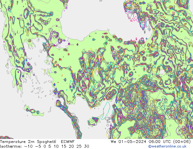 Sıcaklık Haritası 2m Spaghetti ECMWF Çar 01.05.2024 06 UTC