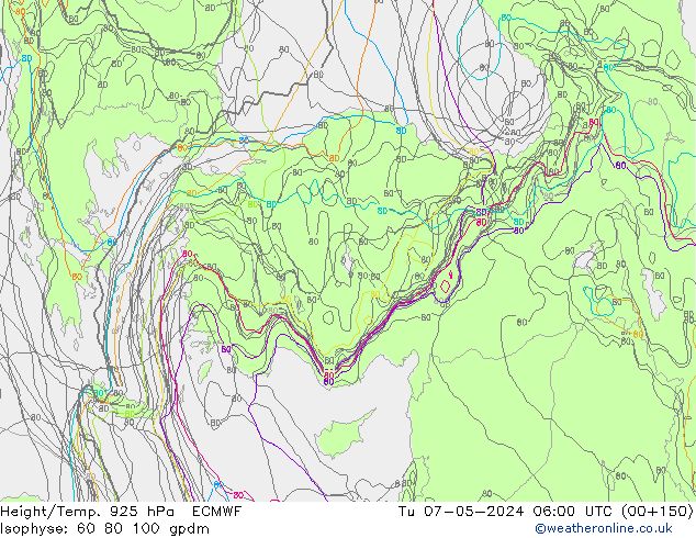 Hoogte/Temp. 925 hPa ECMWF di 07.05.2024 06 UTC