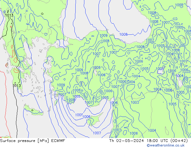 Surface pressure ECMWF Th 02.05.2024 18 UTC