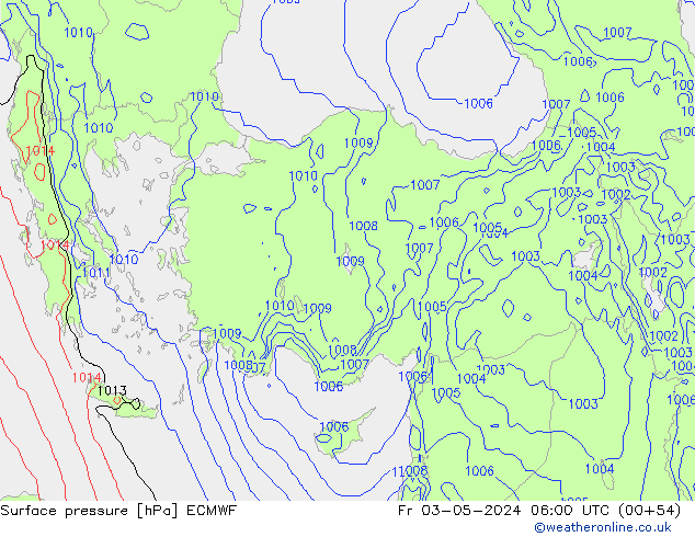 Surface pressure ECMWF Fr 03.05.2024 06 UTC