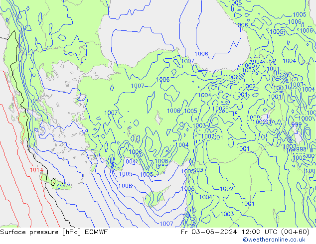 Yer basıncı ECMWF Cu 03.05.2024 12 UTC