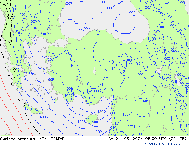 ciśnienie ECMWF so. 04.05.2024 06 UTC