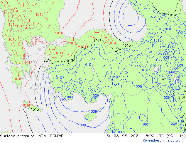 Surface pressure ECMWF Su 05.05.2024 18 UTC