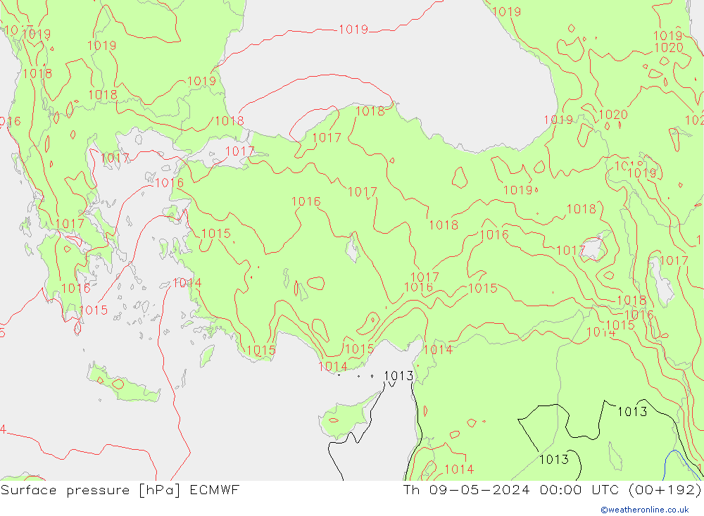 pressão do solo ECMWF Qui 09.05.2024 00 UTC