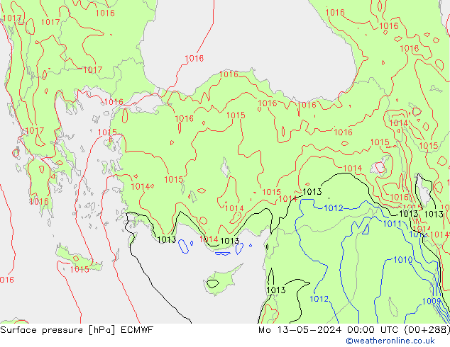 Atmosférický tlak ECMWF Po 13.05.2024 00 UTC