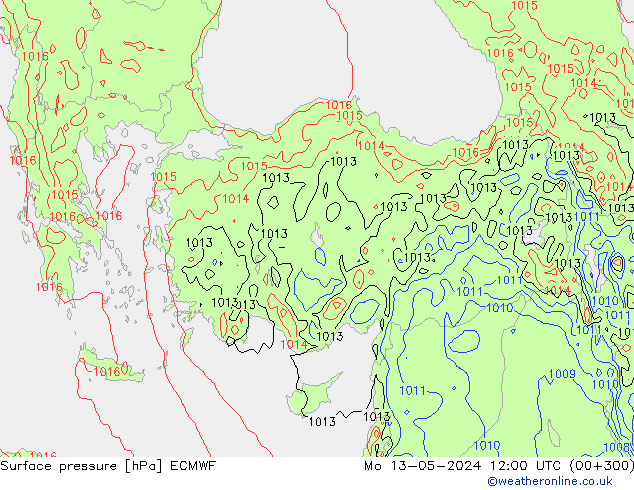 Luchtdruk (Grond) ECMWF ma 13.05.2024 12 UTC