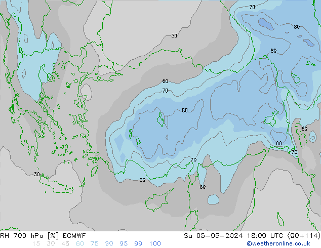 RH 700 hPa ECMWF Ne 05.05.2024 18 UTC