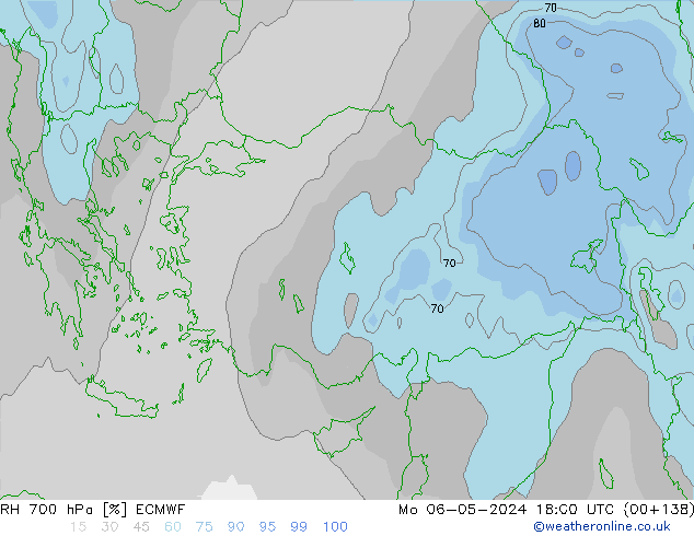 RH 700 hPa ECMWF Mo 06.05.2024 18 UTC