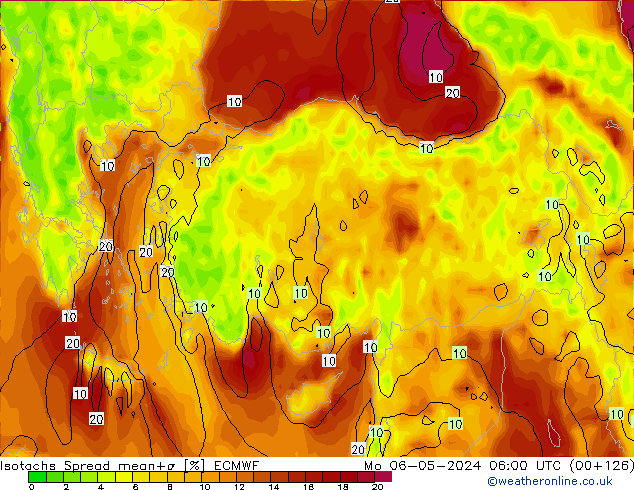 Isotachs Spread ECMWF Mo 06.05.2024 06 UTC