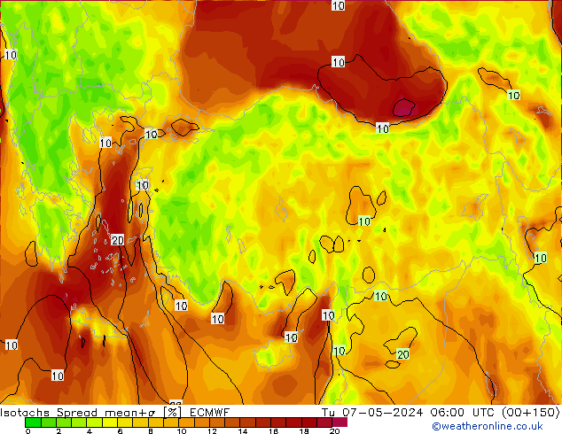 Isotachs Spread ECMWF Ter 07.05.2024 06 UTC