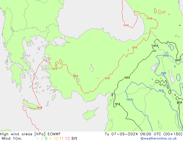 Windvelden ECMWF di 07.05.2024 06 UTC