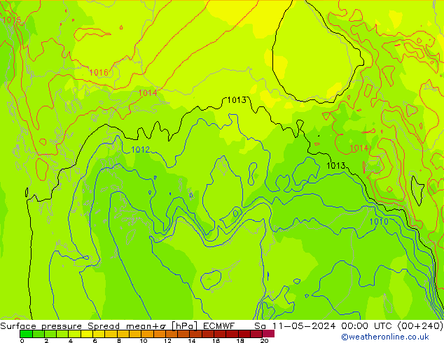 Luchtdruk op zeeniveau Spread ECMWF za 11.05.2024 00 UTC