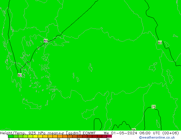 Height/Temp. 925 hPa ECMWF We 01.05.2024 06 UTC