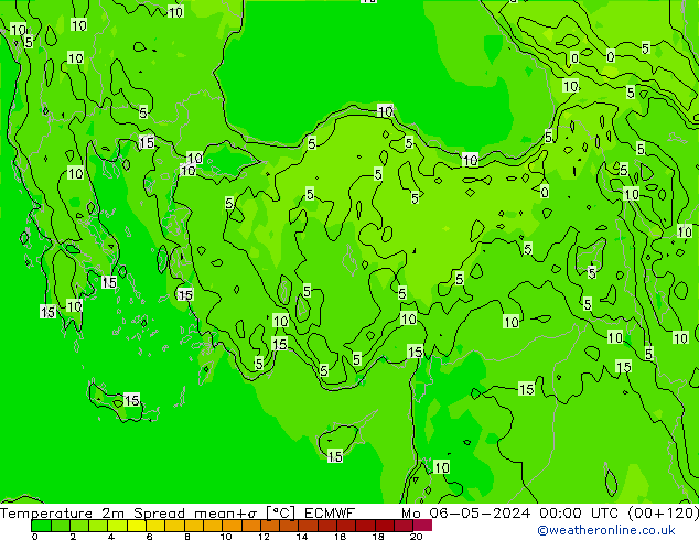 Temperature 2m Spread ECMWF Mo 06.05.2024 00 UTC