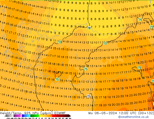 Height/Temp. 925 hPa ECMWF Mo 06.05.2024 12 UTC