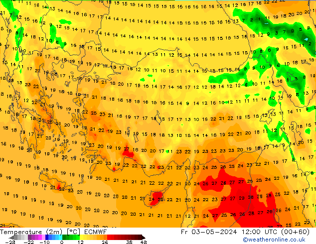 карта температуры ECMWF пт 03.05.2024 12 UTC
