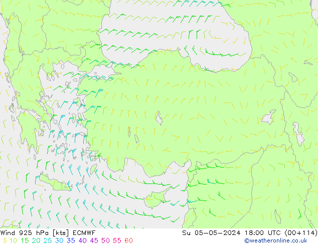 Vento 925 hPa ECMWF Dom 05.05.2024 18 UTC