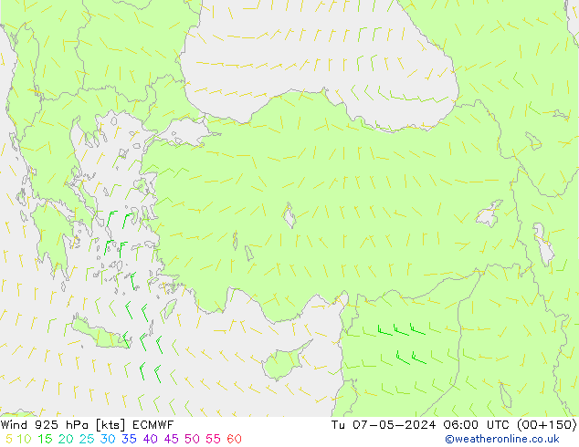 Vento 925 hPa ECMWF Ter 07.05.2024 06 UTC