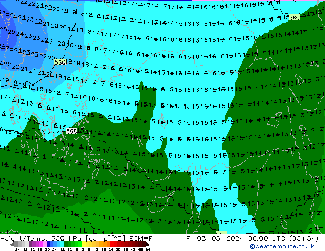 Height/Temp. 500 hPa ECMWF Sex 03.05.2024 06 UTC