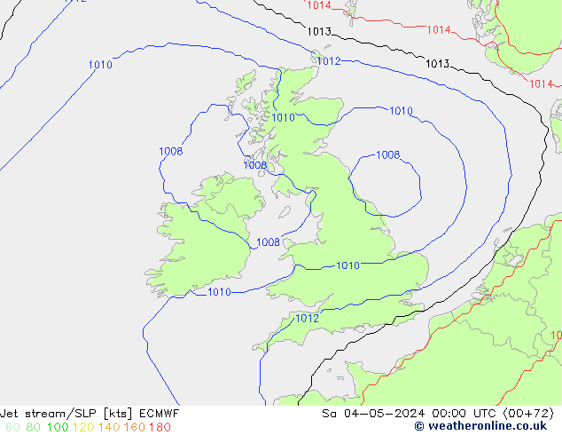 Jet stream/SLP ECMWF Sa 04.05.2024 00 UTC