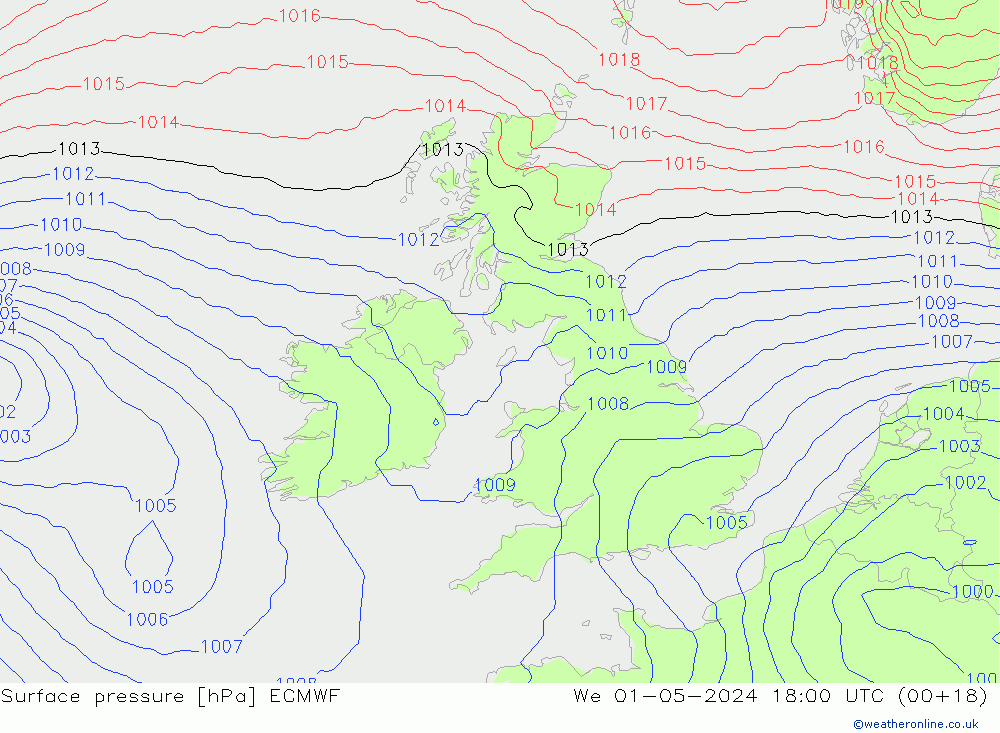 ciśnienie ECMWF śro. 01.05.2024 18 UTC