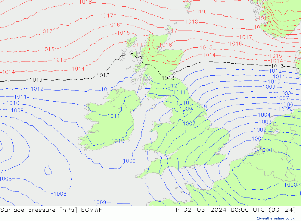 ciśnienie ECMWF czw. 02.05.2024 00 UTC