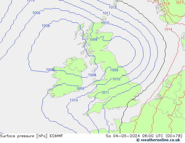 Surface pressure ECMWF Sa 04.05.2024 06 UTC