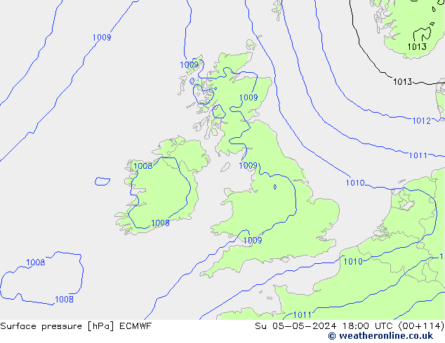 pressão do solo ECMWF Dom 05.05.2024 18 UTC