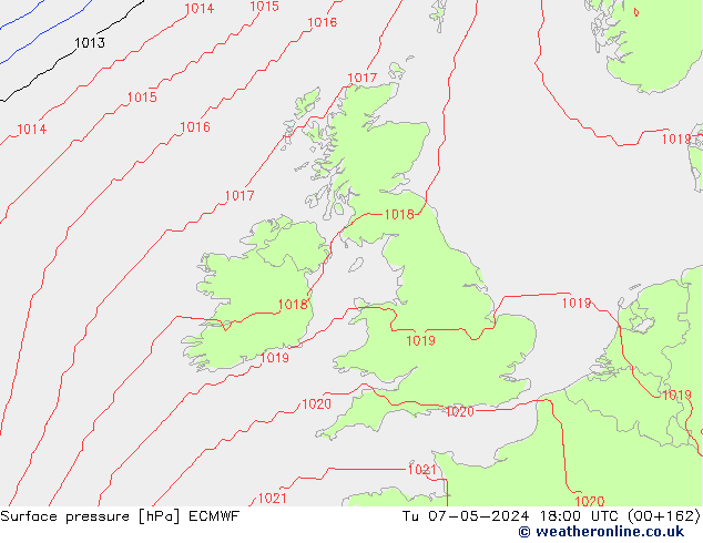 Pressione al suolo ECMWF mar 07.05.2024 18 UTC