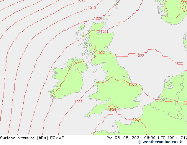 pression de l'air ECMWF mer 08.05.2024 06 UTC