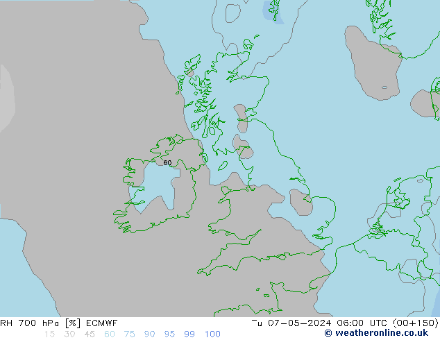 RH 700 hPa ECMWF  07.05.2024 06 UTC