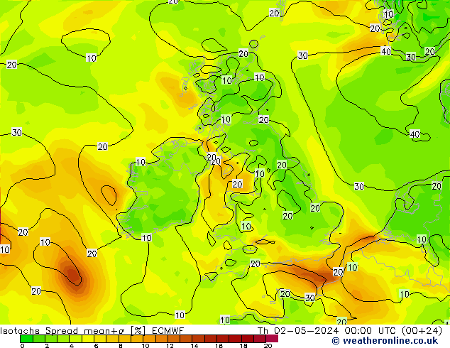 Eşrüzgar Hızları Spread ECMWF Per 02.05.2024 00 UTC