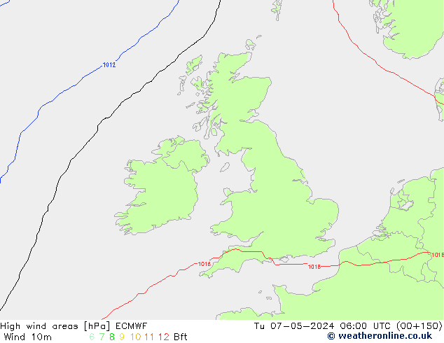 High wind areas ECMWF  07.05.2024 06 UTC