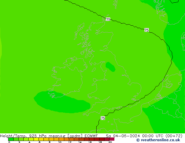 Height/Temp. 925 hPa ECMWF Sa 04.05.2024 00 UTC