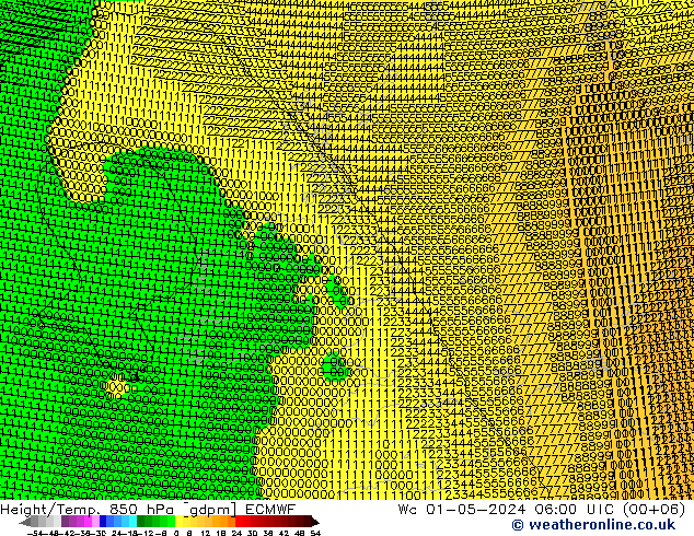 Height/Temp. 850 hPa ECMWF  01.05.2024 06 UTC