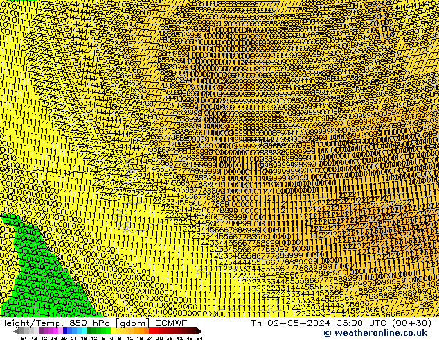 Height/Temp. 850 hPa ECMWF  02.05.2024 06 UTC