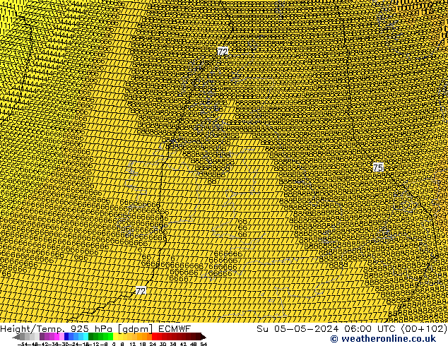 Geop./Temp. 925 hPa ECMWF dom 05.05.2024 06 UTC