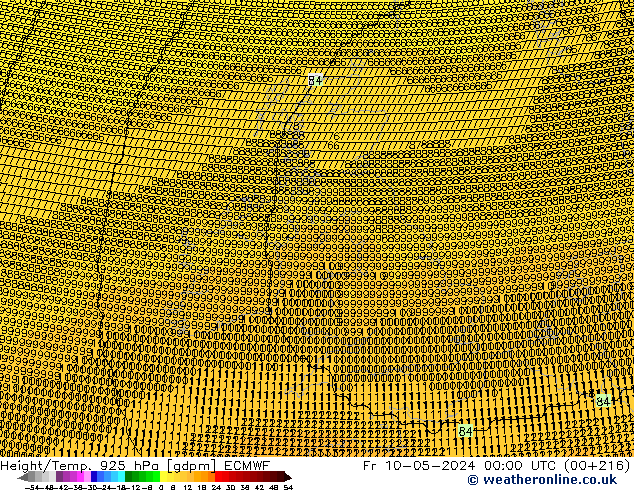 Height/Temp. 925 hPa ECMWF Fr 10.05.2024 00 UTC