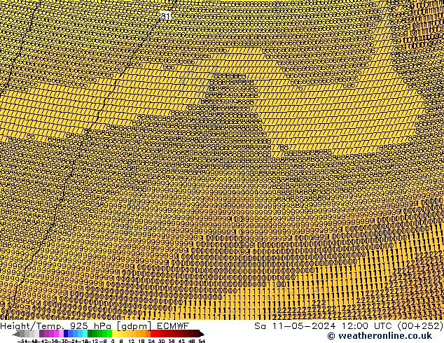 Yükseklik/Sıc. 925 hPa ECMWF Cts 11.05.2024 12 UTC