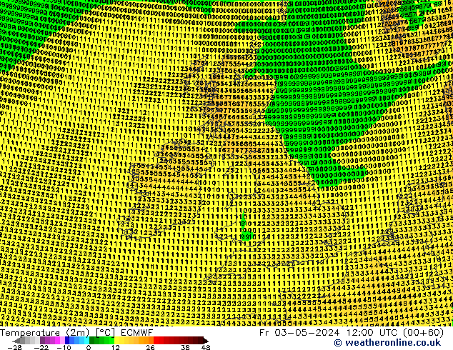 Temperatura (2m) ECMWF Sex 03.05.2024 12 UTC