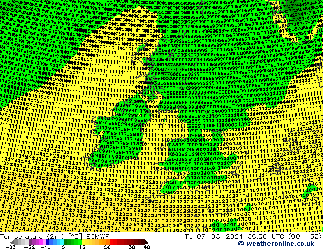 Temperatura (2m) ECMWF Ter 07.05.2024 06 UTC