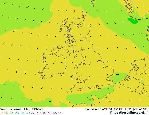 Rüzgar 10 m ECMWF Sa 07.05.2024 06 UTC