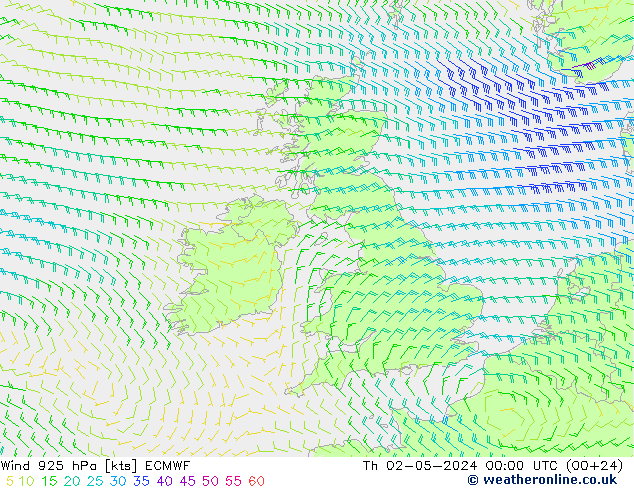 Wind 925 hPa ECMWF Th 02.05.2024 00 UTC