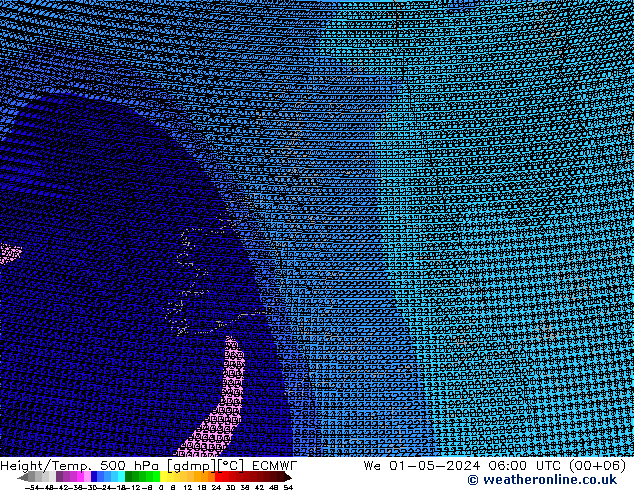 Height/Temp. 500 hPa ECMWF We 01.05.2024 06 UTC